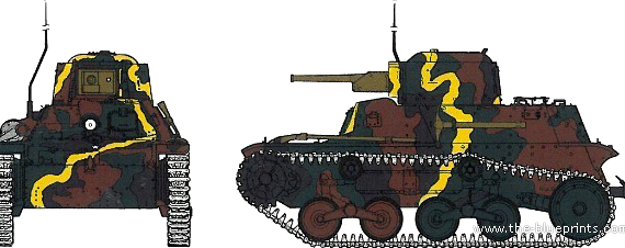 Tank IJA Type 97 [Te Ke} - drawings, dimensions, figures